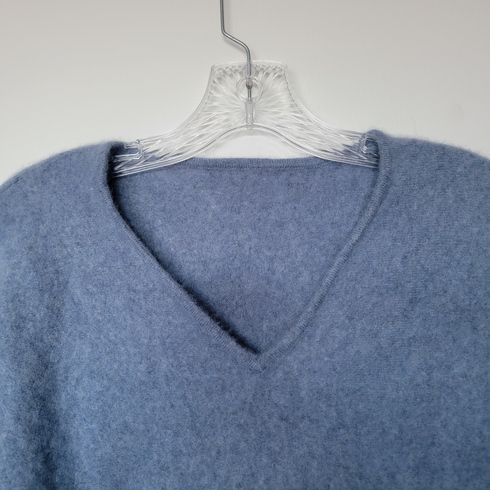 Women's V-Neck Sweater in Light Blue - Picture 2 of 5